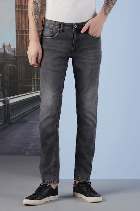 Lee Cooper Medium Grey Solid Ankle Length Casual Men Slim Fit Jeans