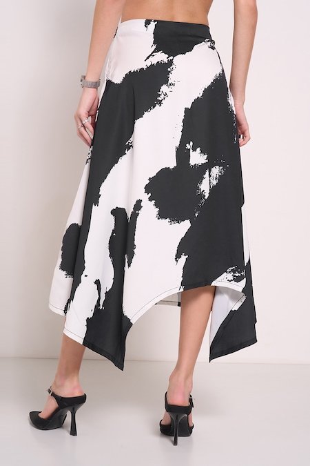 Annabelle Black Printed All - Over Calf Length Formal Women Regular Fit Skirt - Image 5