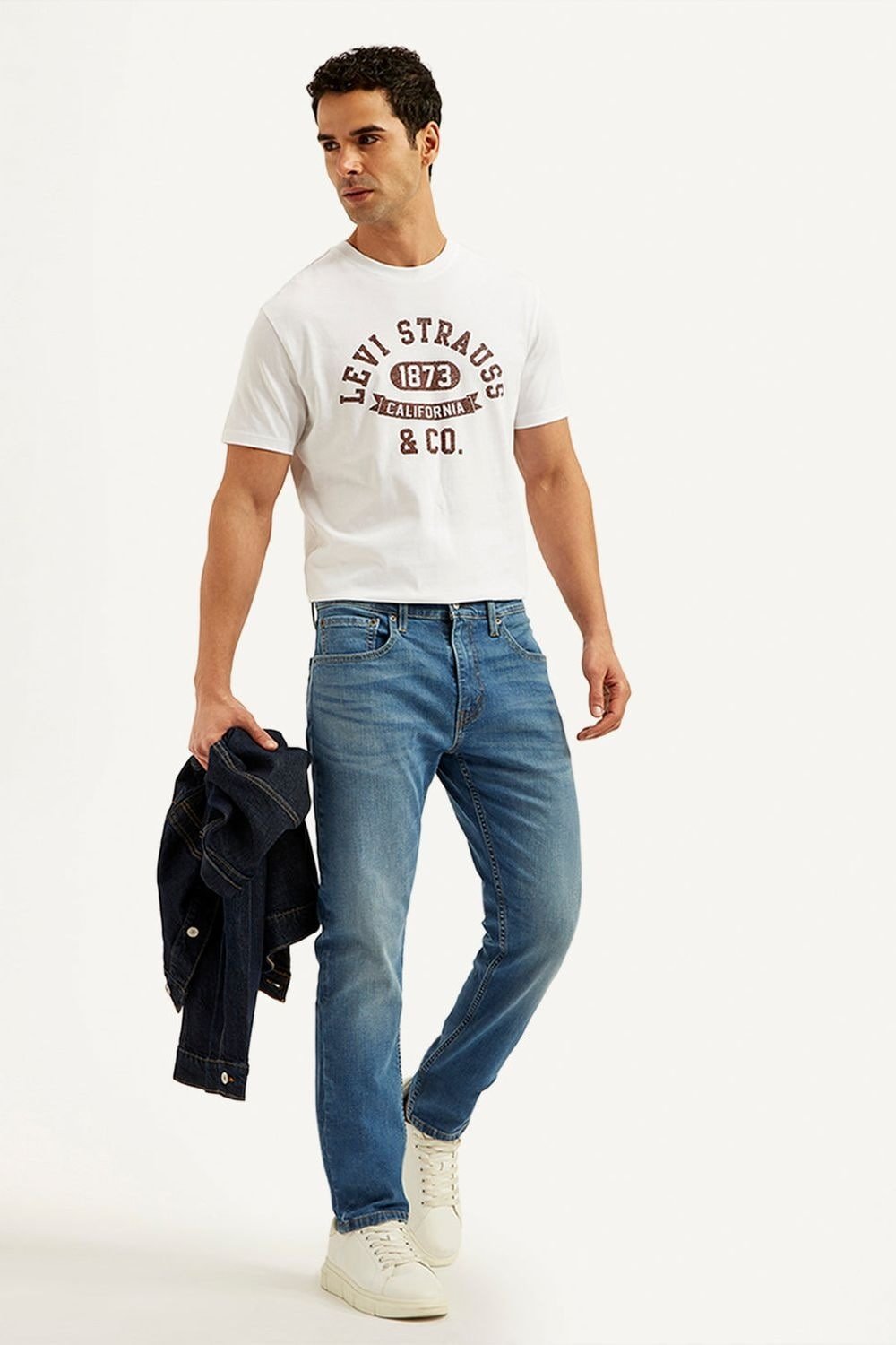 Levis Medium Blue Solid Full Length Casual Men Slim Fit Jeans