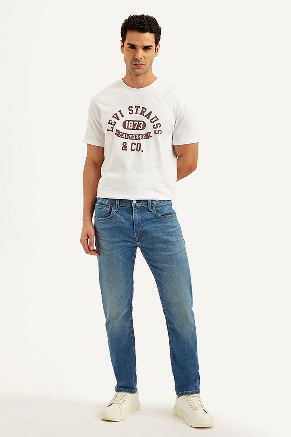 Levis Medium Blue Solid Full Length Casual Men Slim Fit Jeans - Image 2