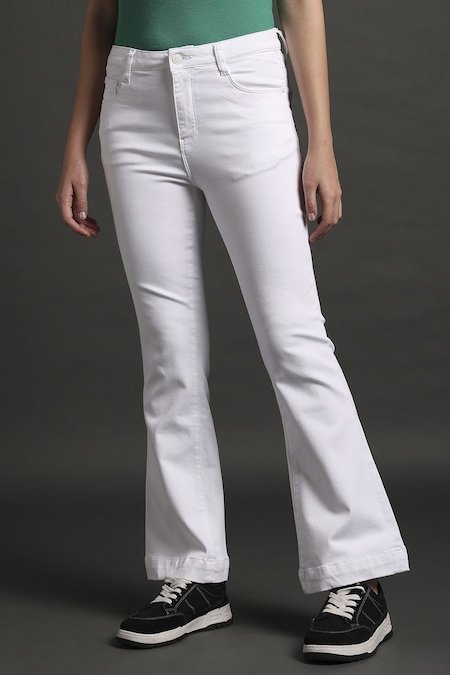 Lee Cooper White Solid Full Length Casual Women Flared Jeans