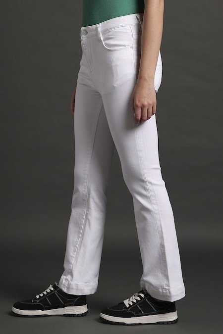 Lee Cooper White Solid Full Length Casual Women Flared Jeans - Image 5