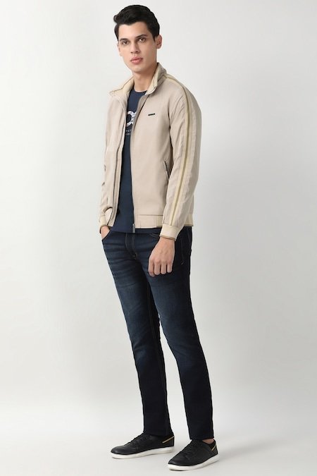 Peter England Beige Solid Casual Full Sleeves Men Regular Fit Jacket - Image 2