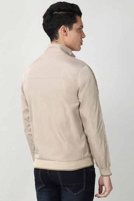 Peter England Beige Solid Casual Full Sleeves Men Regular Fit Jacket - Image 3