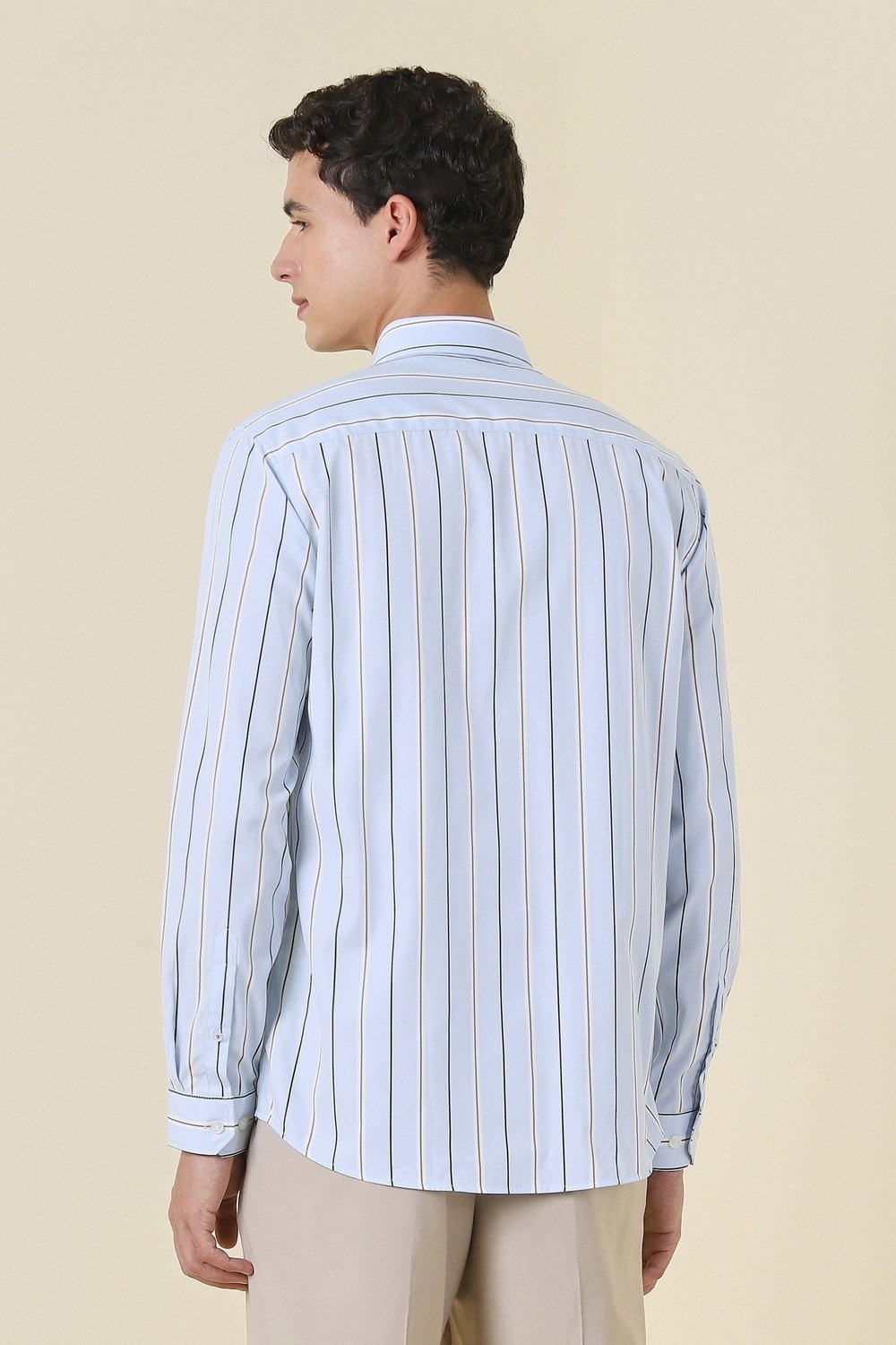 Allen Solly Light Blue Striped Formal Full Sleeves Shirt Collar Men Slim Fit Formal Shirt - Image 3