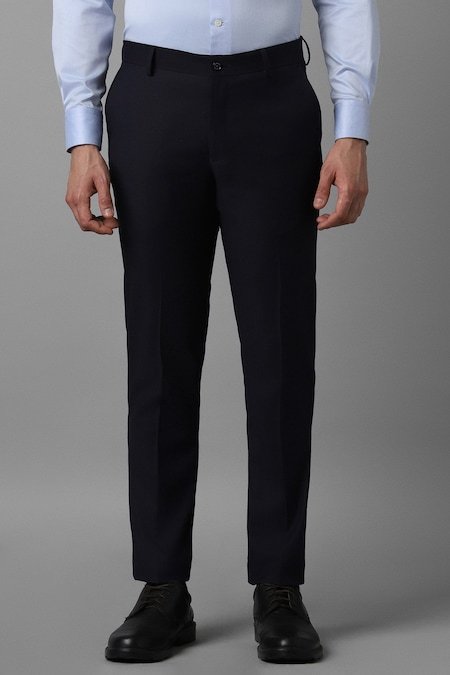 Louis Philippe Black Solid Formal Men Slim Fit Formal Trouser