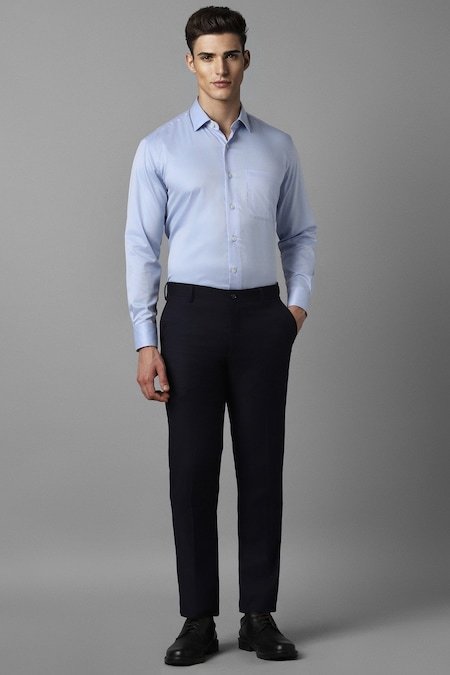 Louis Philippe Black Solid Formal Men Slim Fit Formal Trouser - Image 2
