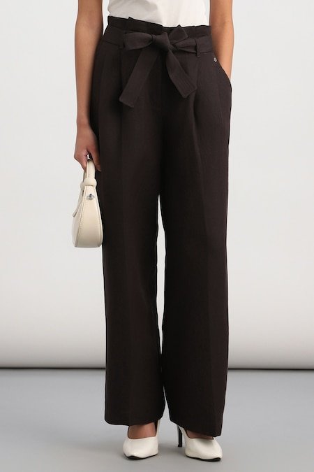 Allen Solly Cream Solid Formal Women Regular Fit Trouser