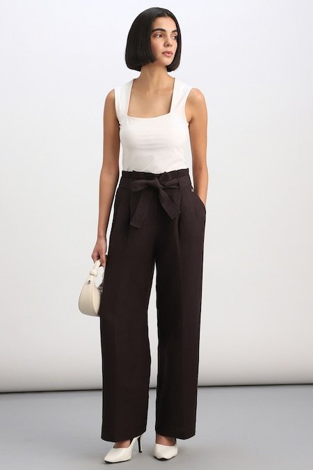 Allen Solly Cream Solid Formal Women Regular Fit Trouser - Image 2