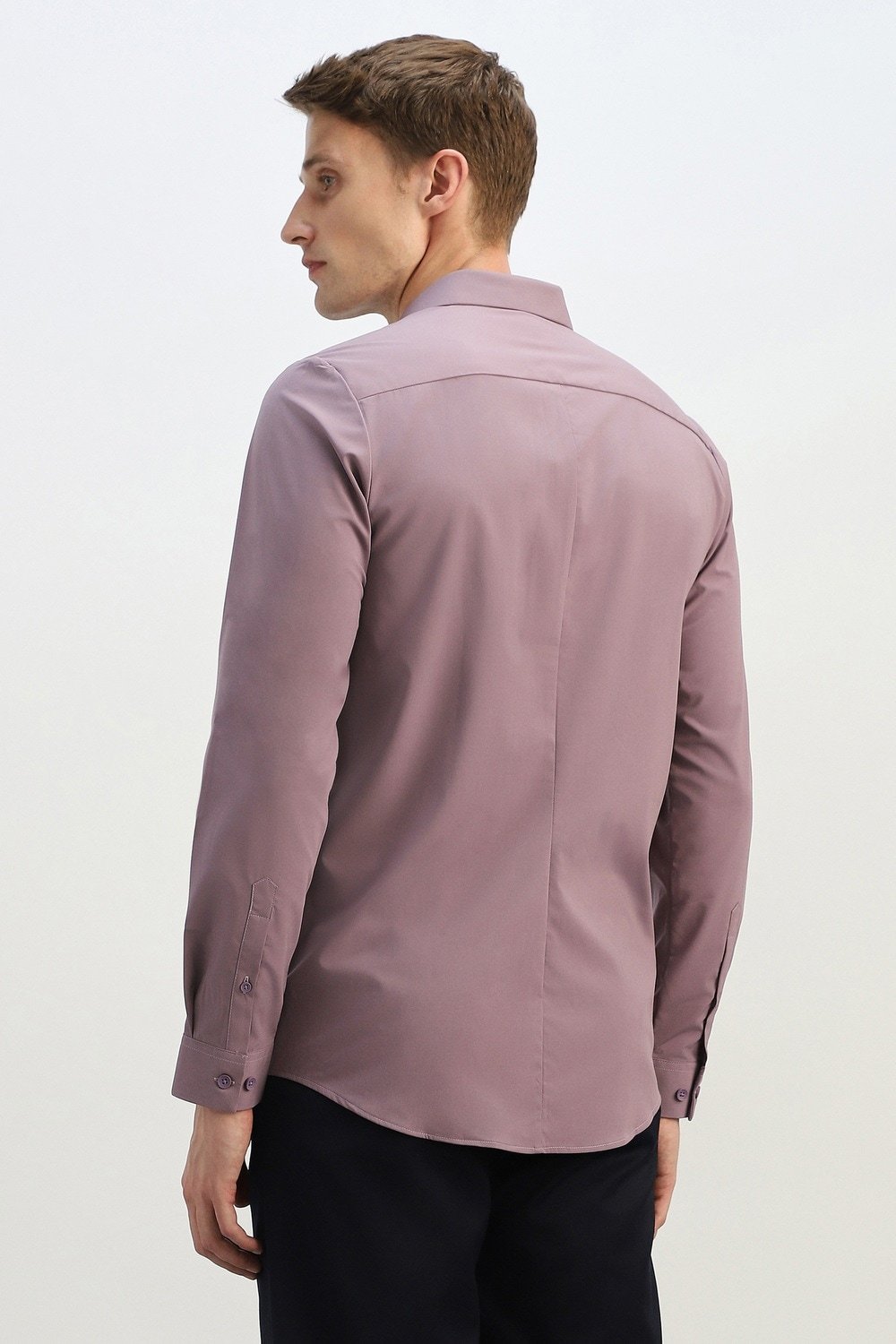 Allen Solly Mauve Solid Formal Full Sleeves Shirt Collar Men Slim Fit Formal Shirt - Image 3
