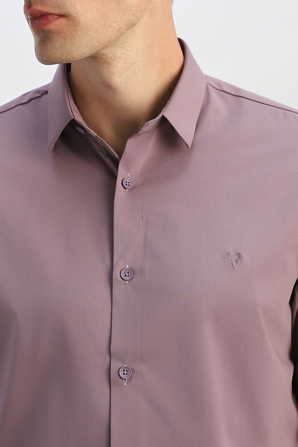 Allen Solly Mauve Solid Formal Full Sleeves Shirt Collar Men Slim Fit Formal Shirt - Image 5