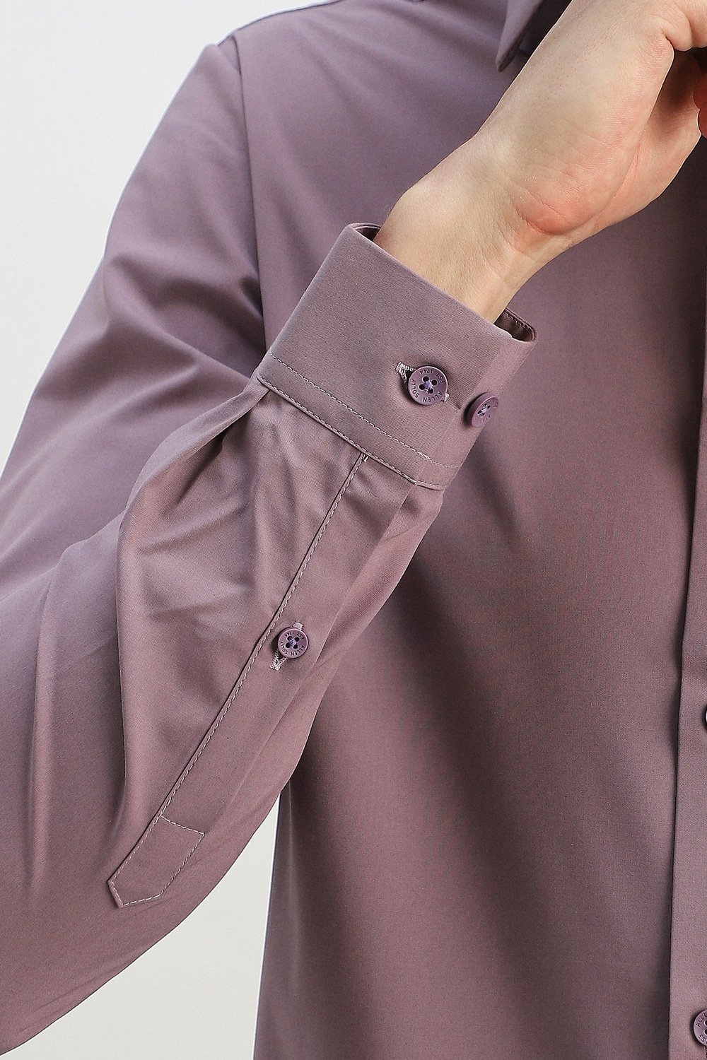 Allen Solly Mauve Solid Formal Full Sleeves Shirt Collar Men Slim Fit Formal Shirt - Image 6