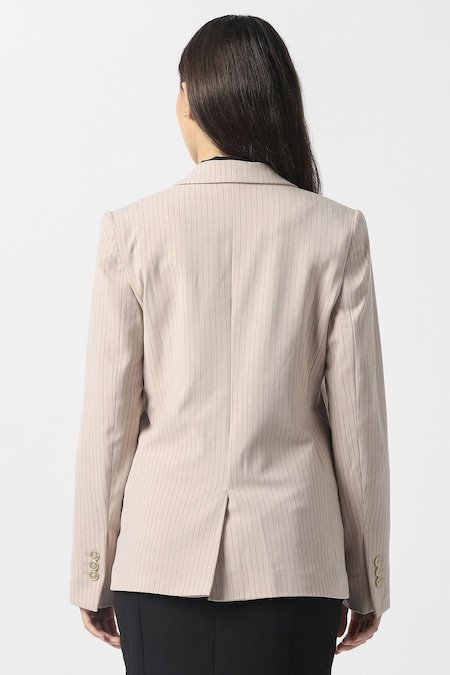 Van Heusen Beige Women Striped Regular Fit Blazer - Image 2