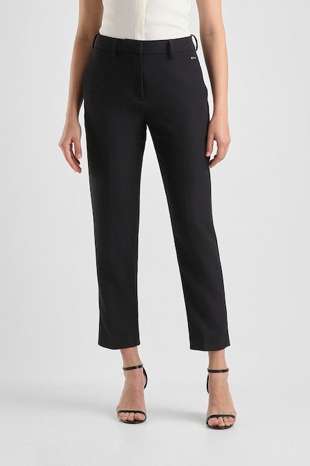 Van Heusen Black Women Solid Relaxed Fit Trousers