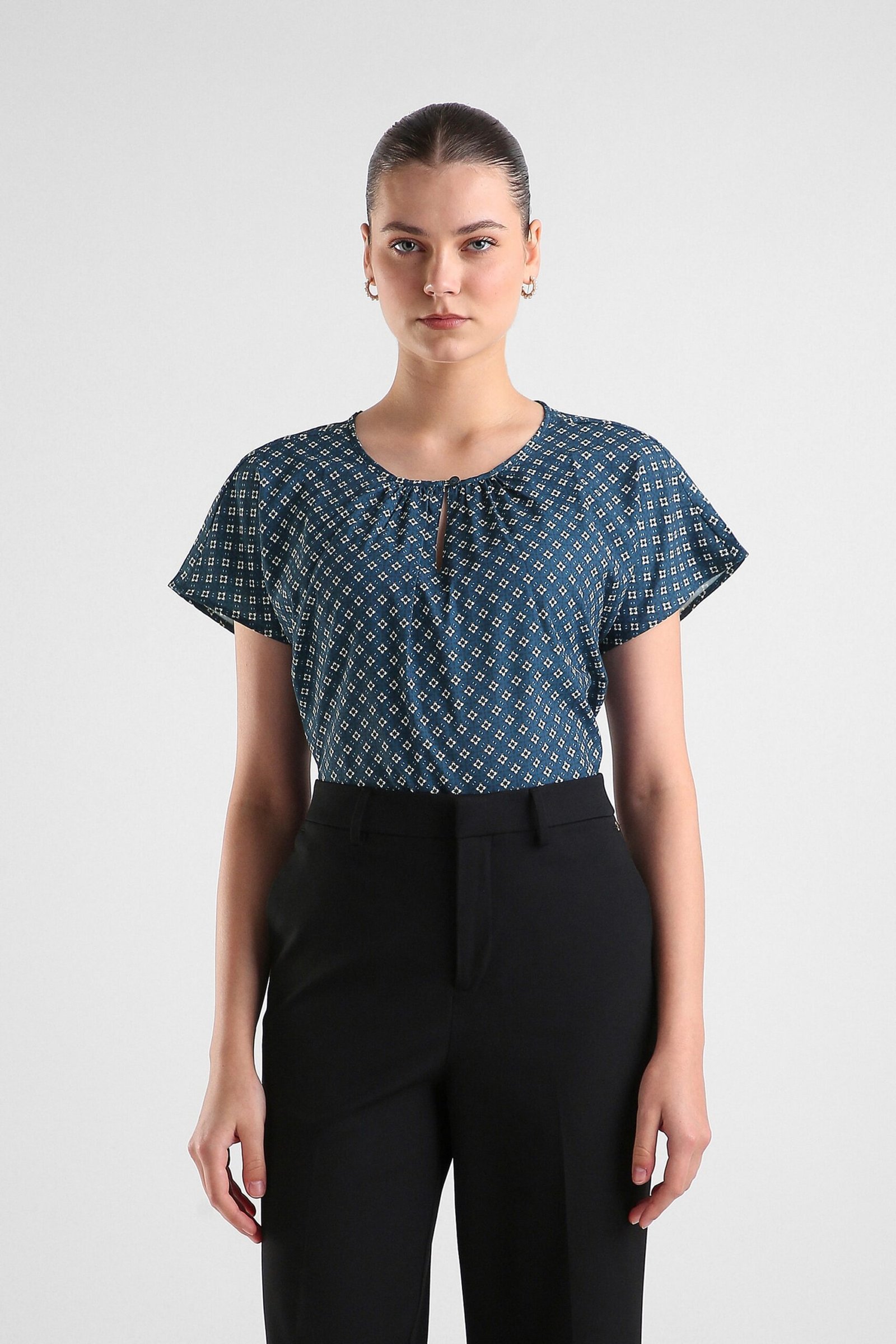 Van Heusen Navy Women Printed Regular Fit Top