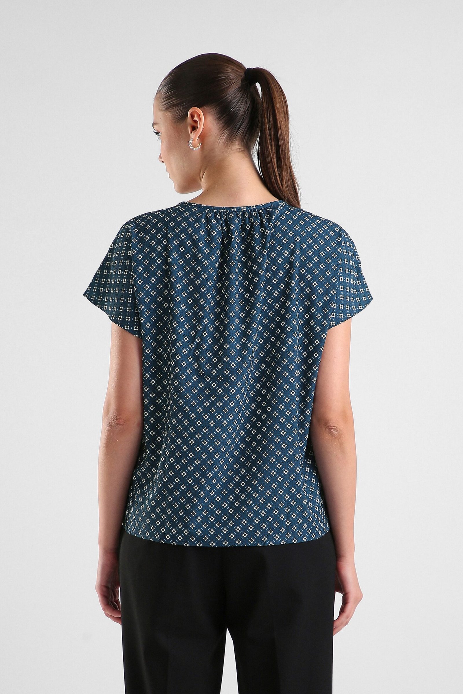 Van Heusen Navy Women Printed Regular Fit Top - Image 2