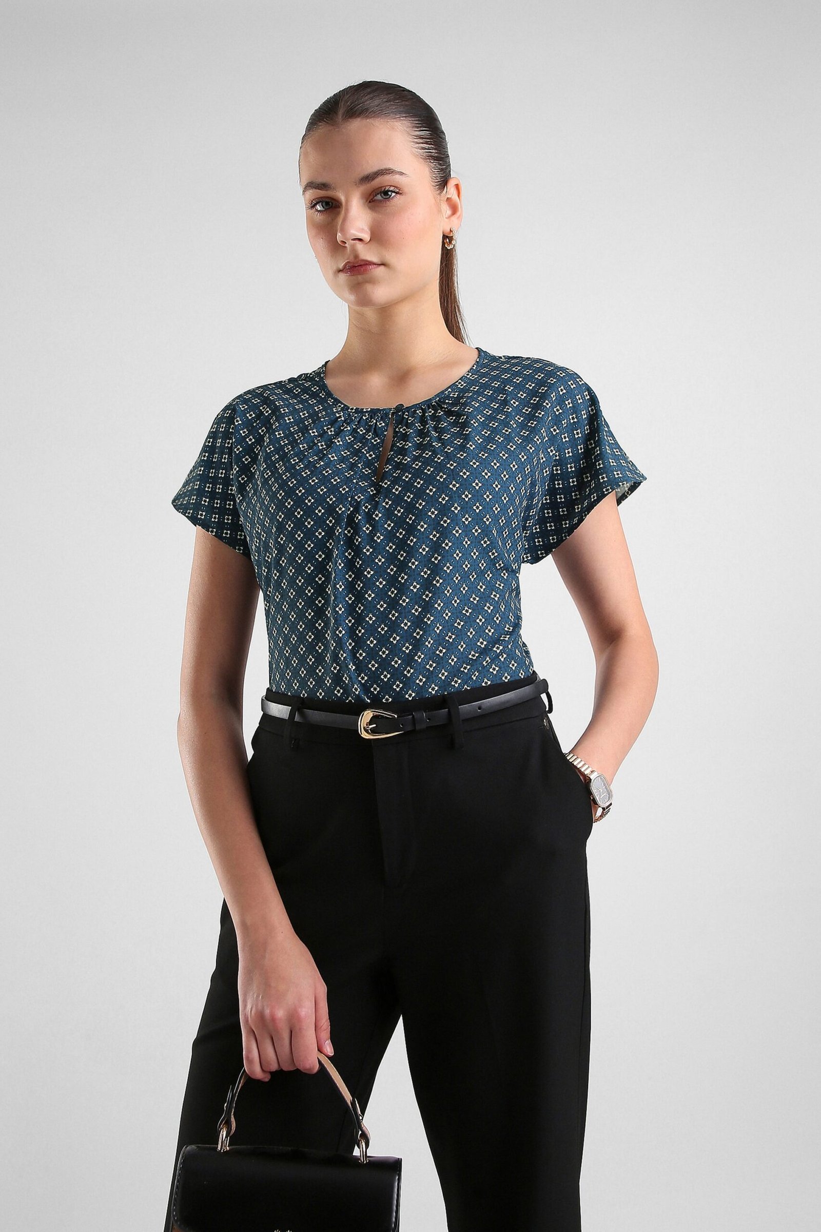 Van Heusen Navy Women Printed Regular Fit Top - Image 3
