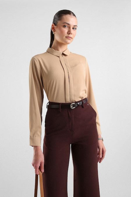 Van Heusen Beige Women Solid Regular Fit Top - Image 3