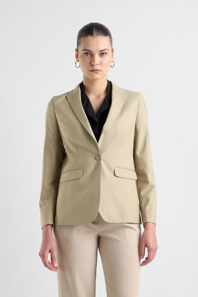 Van Heusen Beige Women Solid Regular Fit Blazer