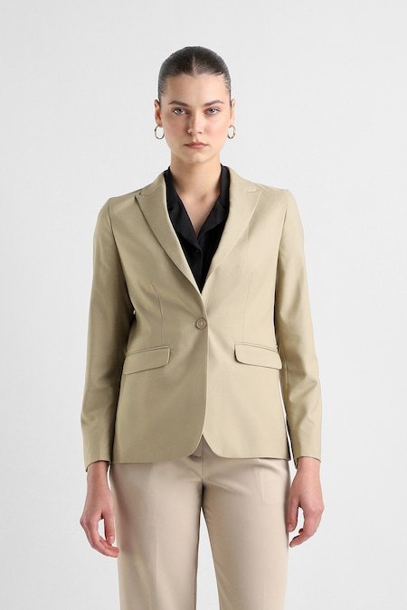 Van Heusen Beige Women Solid Regular Fit Blazer