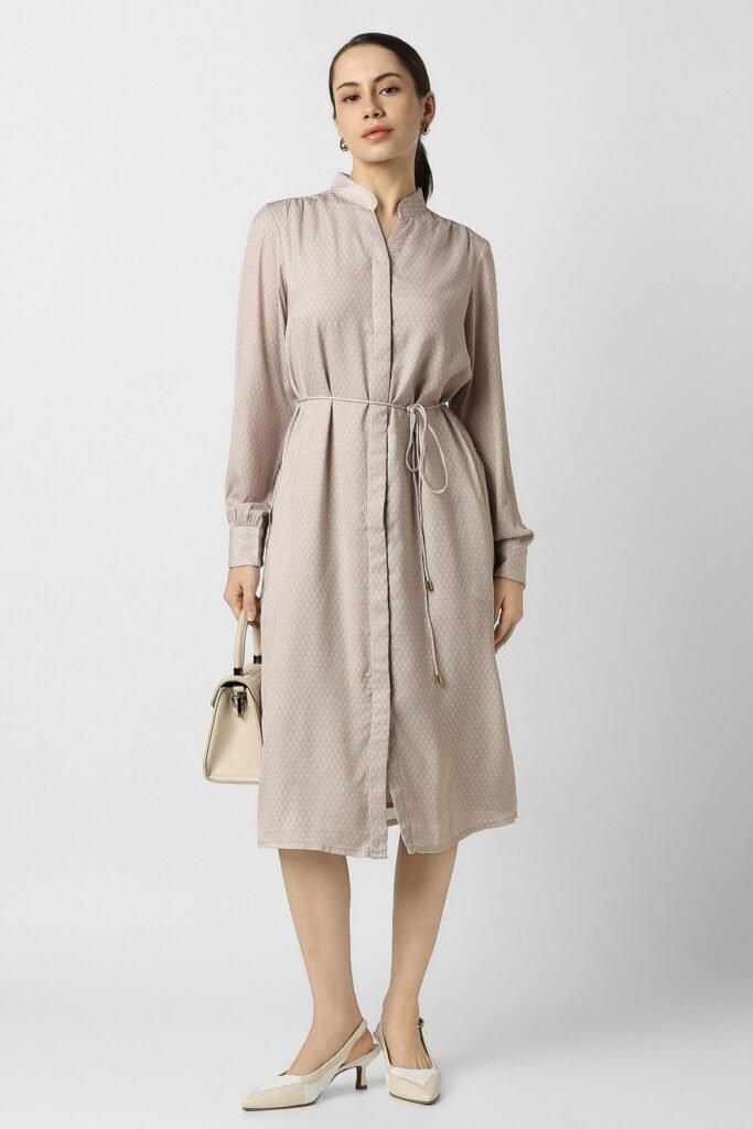 Van Heusen Beige Women Printed Regular Fit Dress