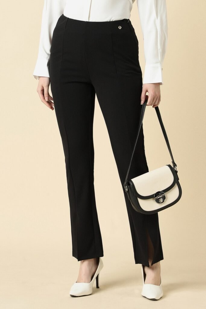 Allen Solly Black Women Solid Regular Fit Trousers