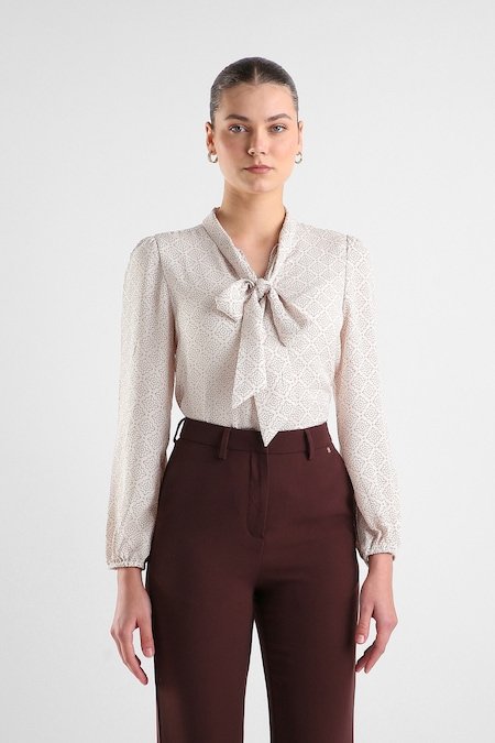 Van Heusen Off White Women Printed Regular Fit Top