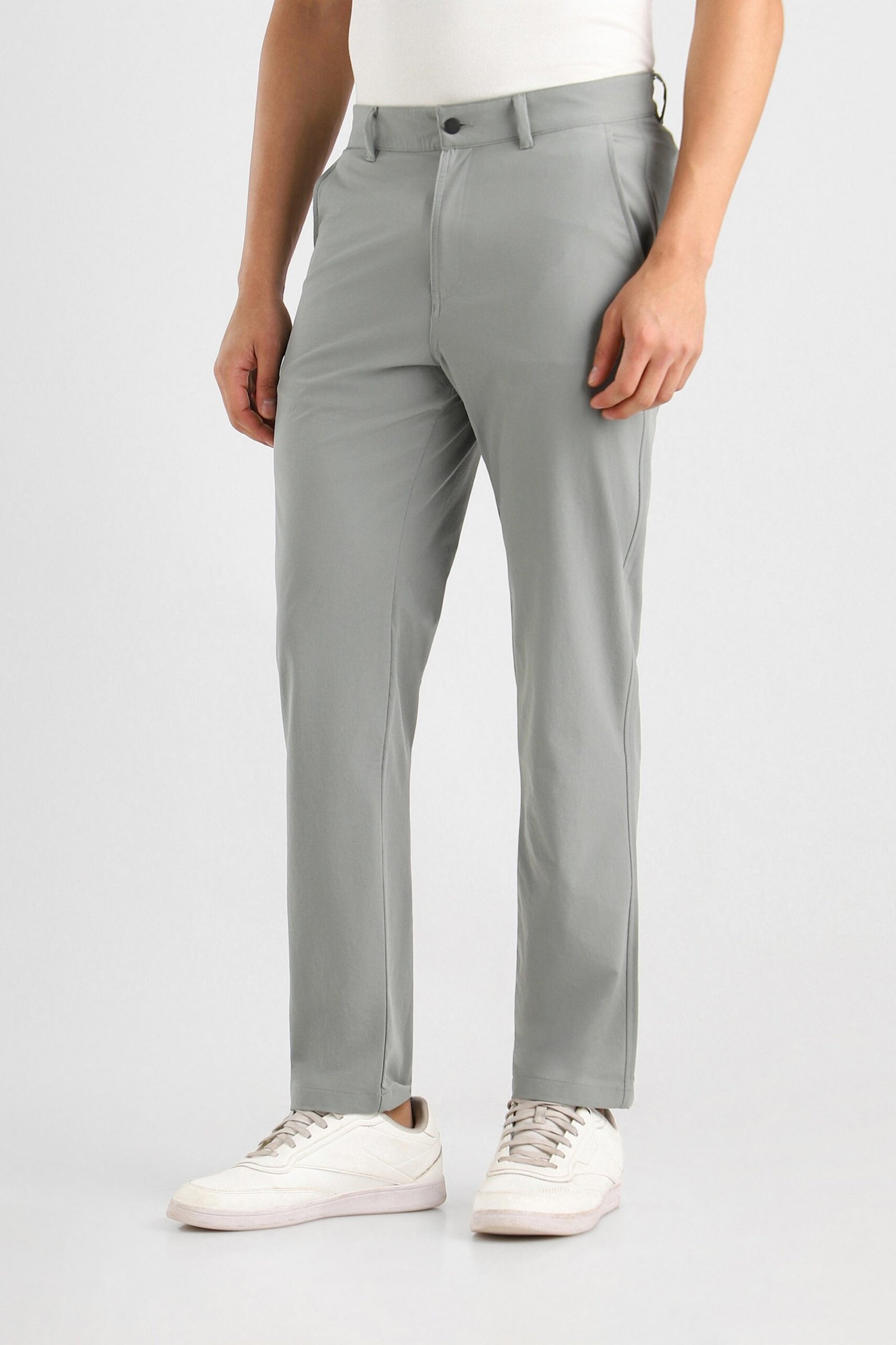 Van Heusen Light Grey Men Solid Relaxed Fit Chinos - Image 3