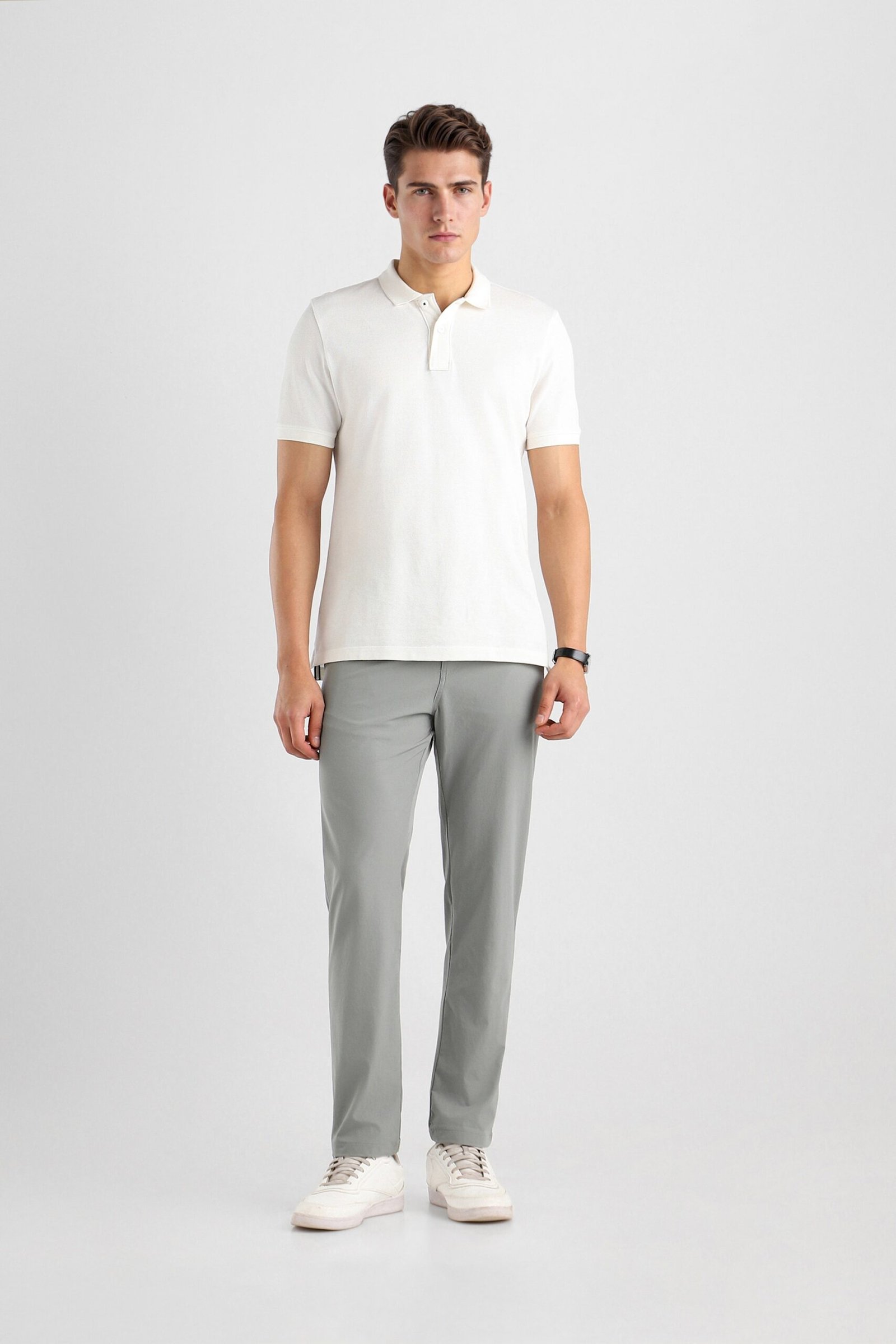 Van Heusen Light Grey Men Solid Relaxed Fit Chinos - Image 5