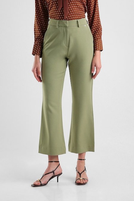 Van Heusen Light Green Women Solid Regular Fit Trousers