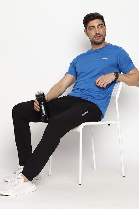 Van Heusen Black Solid Full Length Athleisure Men Regular Fit Track Pants